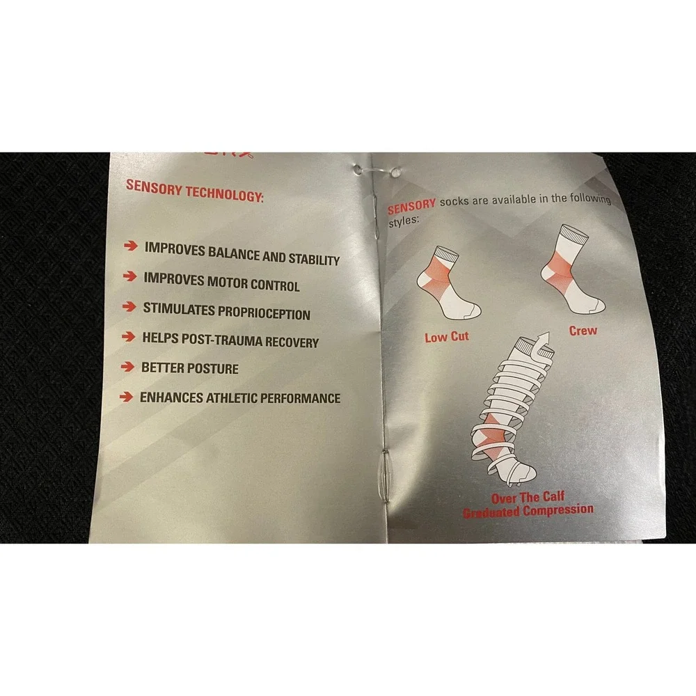 Eurosock Sensory Crew Compression Socks White Grey Size L Ankle Support 41802